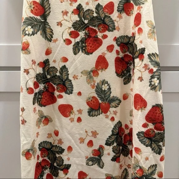 Cider Strawberry Floral Lace Trim Bow Midi Dress Fairy Cottagecore Coquette NEW! - Picture 11 of 16